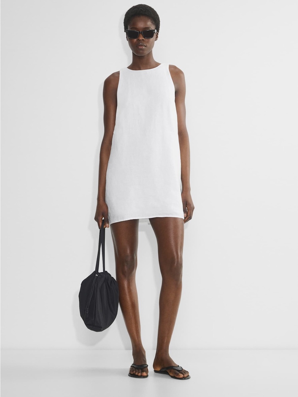Abercrombie & Fitch Working cotton 
Linen blend A-line mini shift white dress